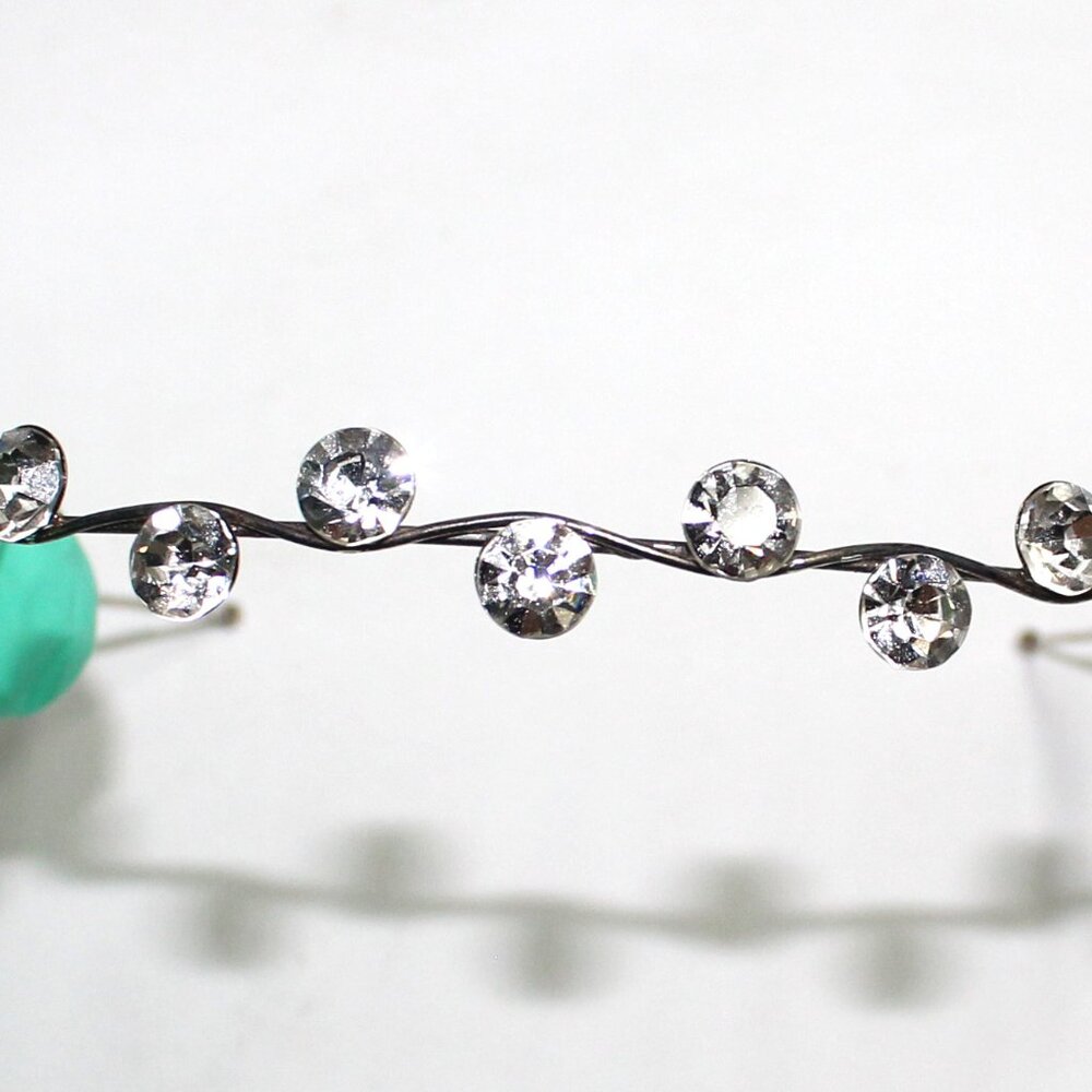 Clear Rhinestone Silvertone Hair Head Piece Band Decoration Trim Wedding Pageant - Picture 6 of 12